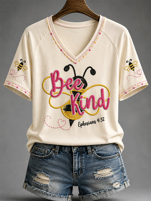 Bee Kind Ephesians 4 32 V-Neck Shirt Christian Bee Merch Religious Gifts Guys