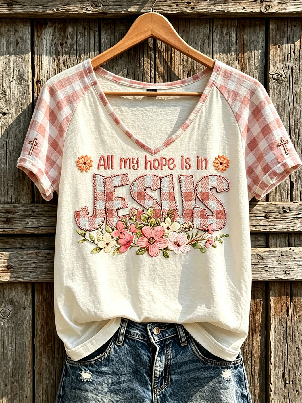 All My Hope Is In Jesus V-Neck Shirt Christian Faith Clothing Christian Gifts Grandpa