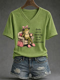 Gods Still Working On My Face Reactions V-Neck Shirt Funny Frog Clothing Present Ideas