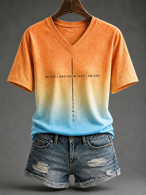 Be Still And Know That I Am God Psalm 46 10 V-Neck Shirt Christian Faith Merch Gifts For Fans