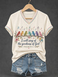 I Will Sing Of The Goodness Of God Psalm 89 1 V-Neck Shirt Christian Birds Music Apparel