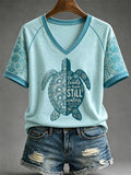 He Leads Me Beside Still Waters Psalm 23 2 V-Neck Shirt Christian Turtle Clothing Gifts