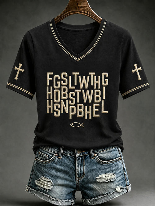 Christian Acronym Quote V-Neck Shirt Christian Faith Apparel Funny Gifts For Fans