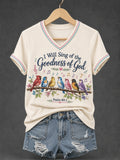 I Will Sing Of The Goodness Of God Psalm 89 1 V-Neck Shirt Christian Birds Music Clothing