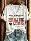 As Long As Im Breathing V-Neck Shirt Christian Cross Merch Birthday Gifts For Women
