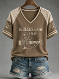 In Jesus Name I Play V-Neck Shirt Christian Music Clothing Birthday Gifts For Fans