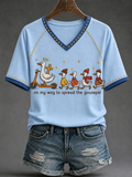On My Way To Spread The Goosepel V-Neck Shirt Christian Humor Ducks Clothing Baptism Gift