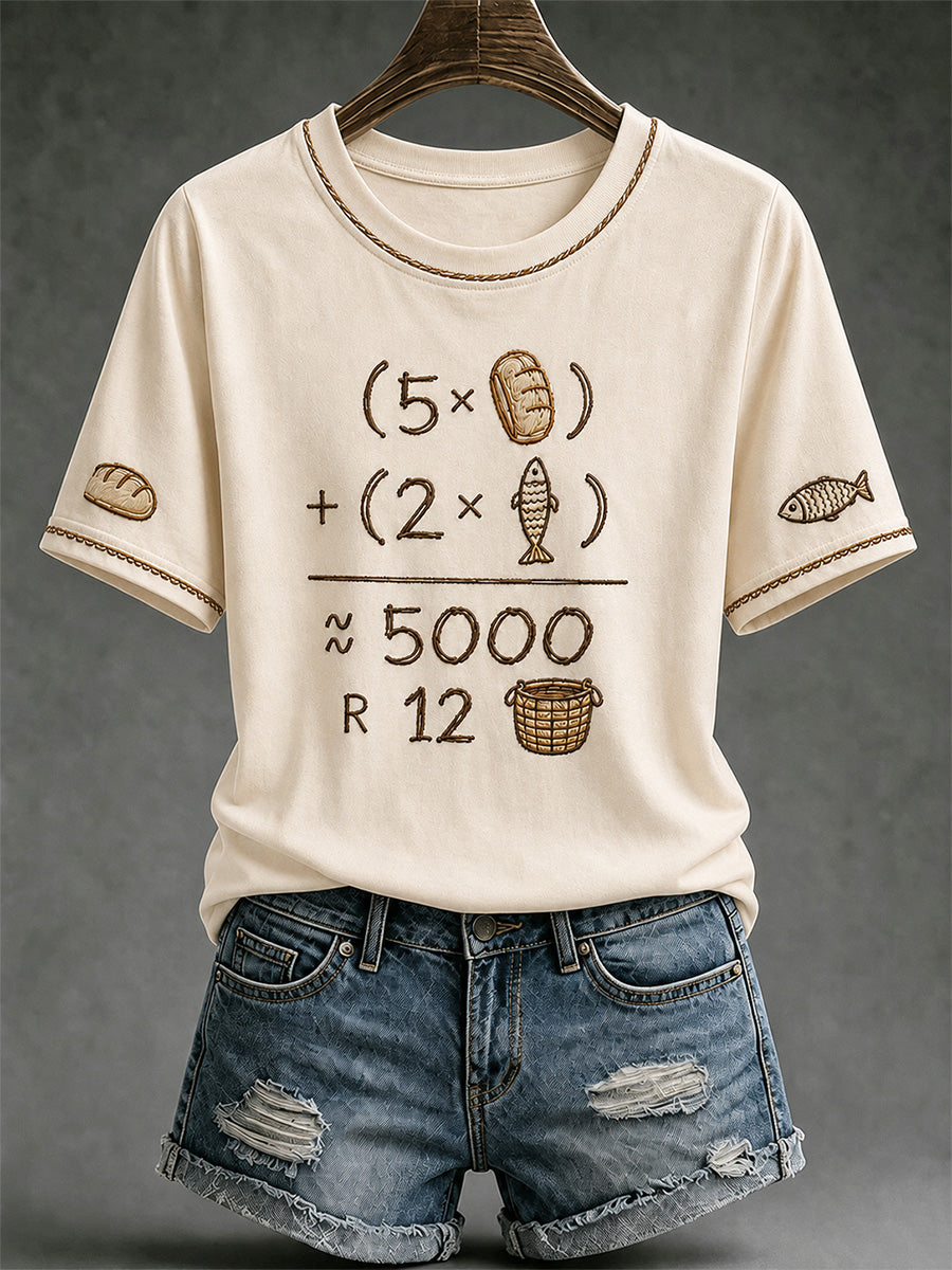 Loaves And 2 Fish Math Equation T-Shirt Christian Miracle Apparel Unique Birthday Gift