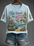 He Turned My Mess Into My Testimony T-Shirt Christian Faith Blessed Clothes Godly Women Gift