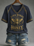 Kind Words Are Like Honey Proverbs 16 24 V-Neck Shirt Christian Bee Merch Christian Dad Gift