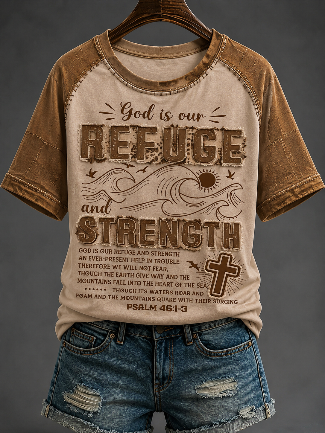 God Is Our Refuge And Strength T-Shirt Christian Cross Religious Merch Birthday Gift