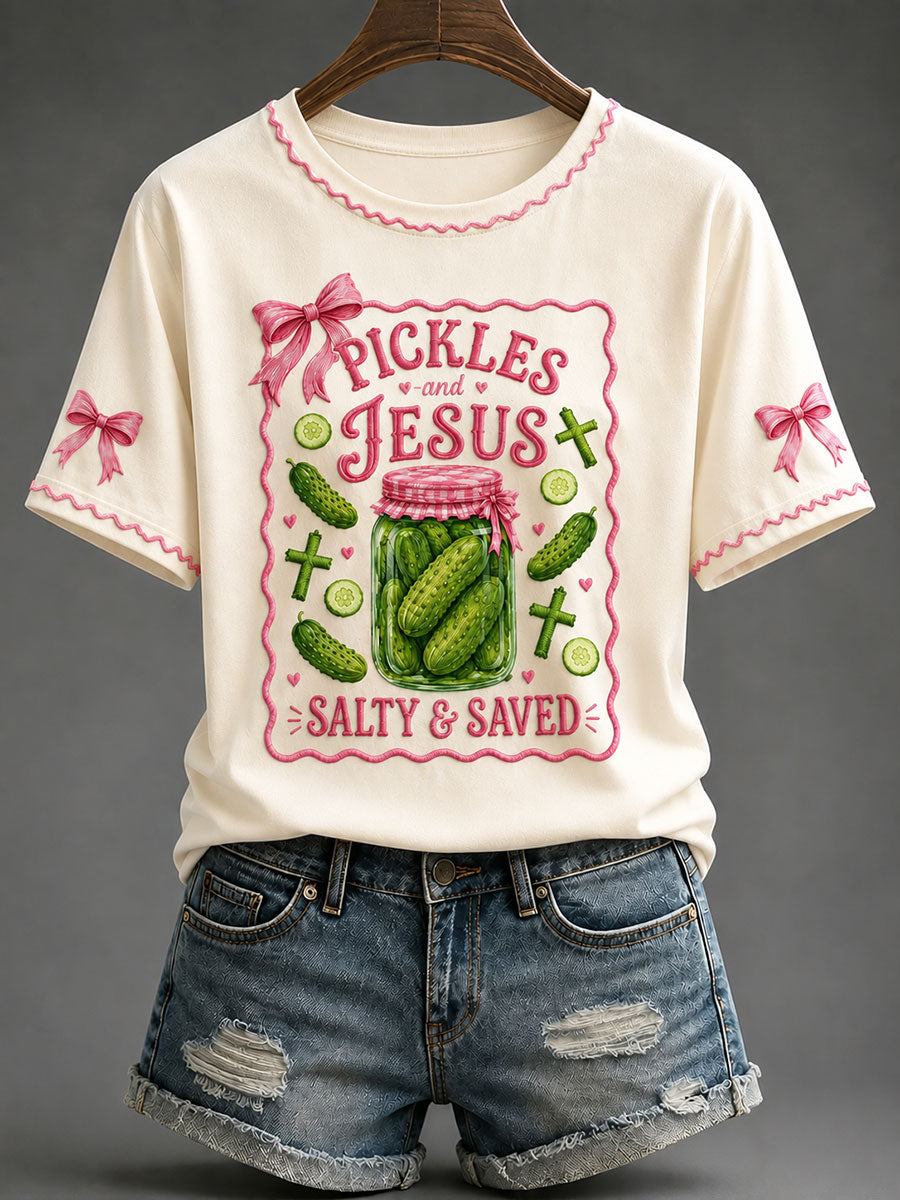 Pickles And Jesus Are Salty And Saved T-Shirt Christian Cross Jesus Clothes Gift Ideas