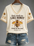 Kind Words Are Like Honey Sweet To The Soul Proverbs 16 24 V-Neck Shirt Christian Bee Clothing