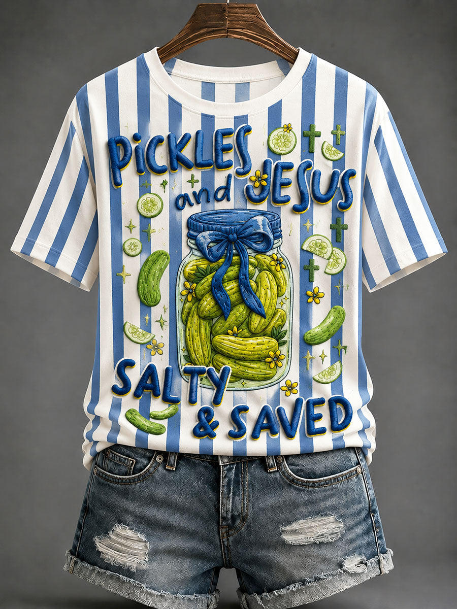 Pickles And Jesus Salty Saved T-Shirt Christian Faith Religious Apparel Gifts For Teen Fans