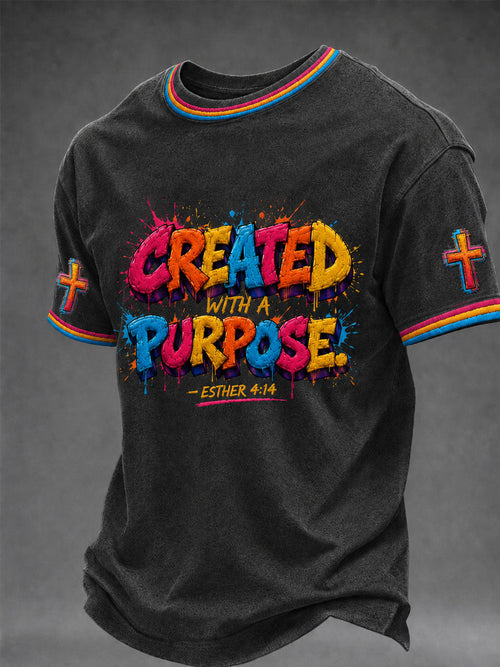 Created With A Purpose - Esther 4 14 T-Shirt Christian Cross Clothes Men Bible Study Gifts