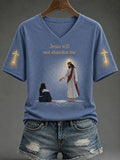 Jesus Will Not Abandon Me V-Neck Shirt Christian Faith Apparel Christian Boss Gift