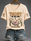 Trust In The Lord With All Your Heart V-Neck Shirt Christian Faith Clothing New Believer Gift