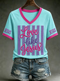 Love Like Jesus V-Neck Shirt Christian Faith Merch New Believer Gift