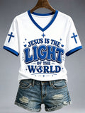Jesus Is The Light Of The World V-Neck Shirt Christian Cross Jesus Light Apparel