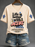 Life Is Better With Jesus V-Neck Shirt Christian Jesus Faith Clothes Unique Gifts