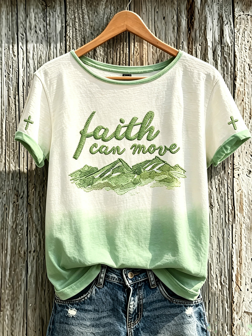 Faith Can Move Mountains T-Shirt Christian Faith Mountains Cross Clothing Top Gifts For Fans