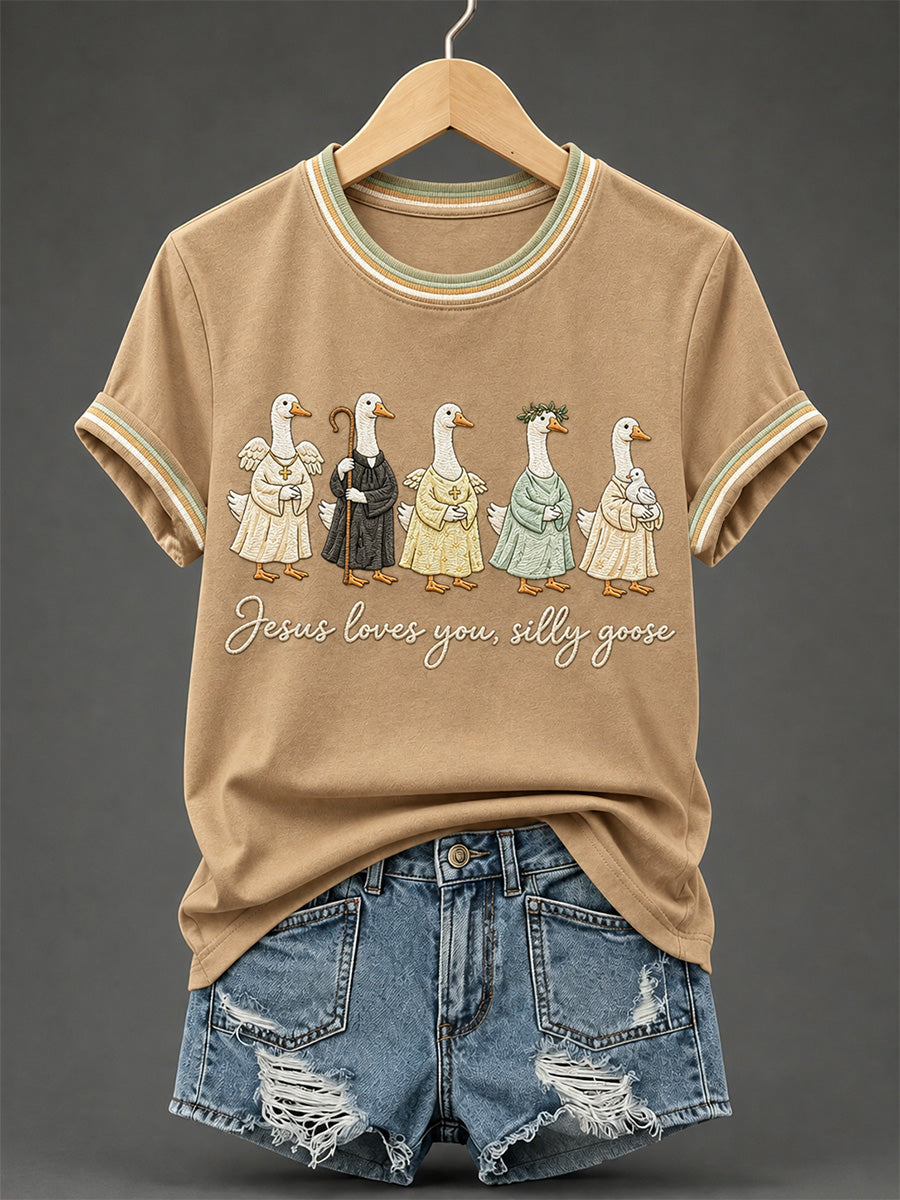Jesus Loves You Silly Goose T-Shirt Christian Religious Clothes Godly Man Gift