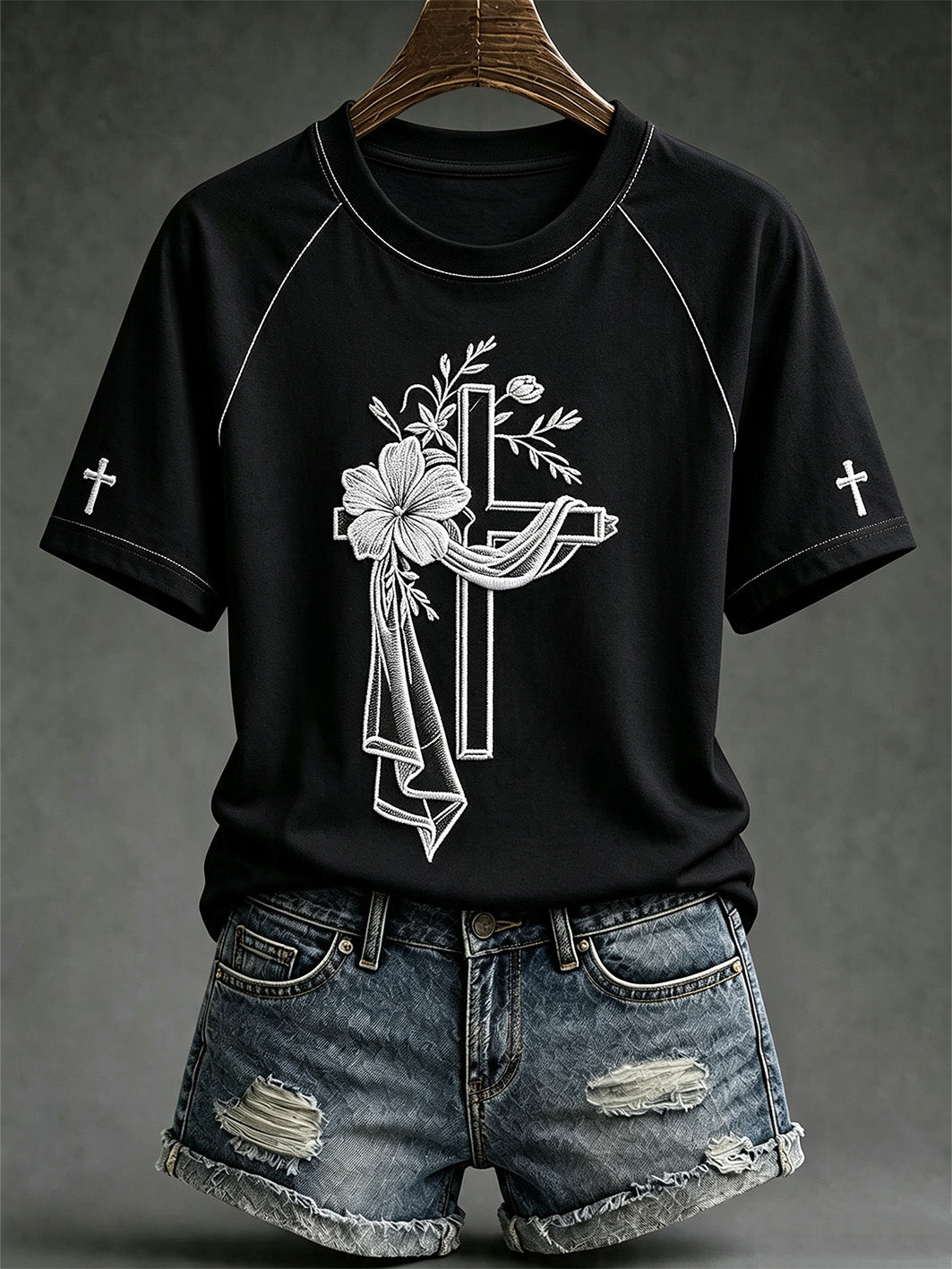 Christian T-Shirt Christian Cross Floral Merch Biblical Gifts For Women