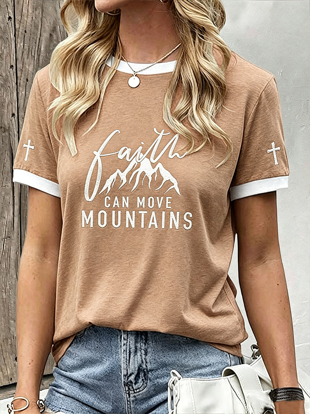 Faith Can Move Mountains T-Shirt Christian Faith Mountains Cross Clothing Gifts For Fans