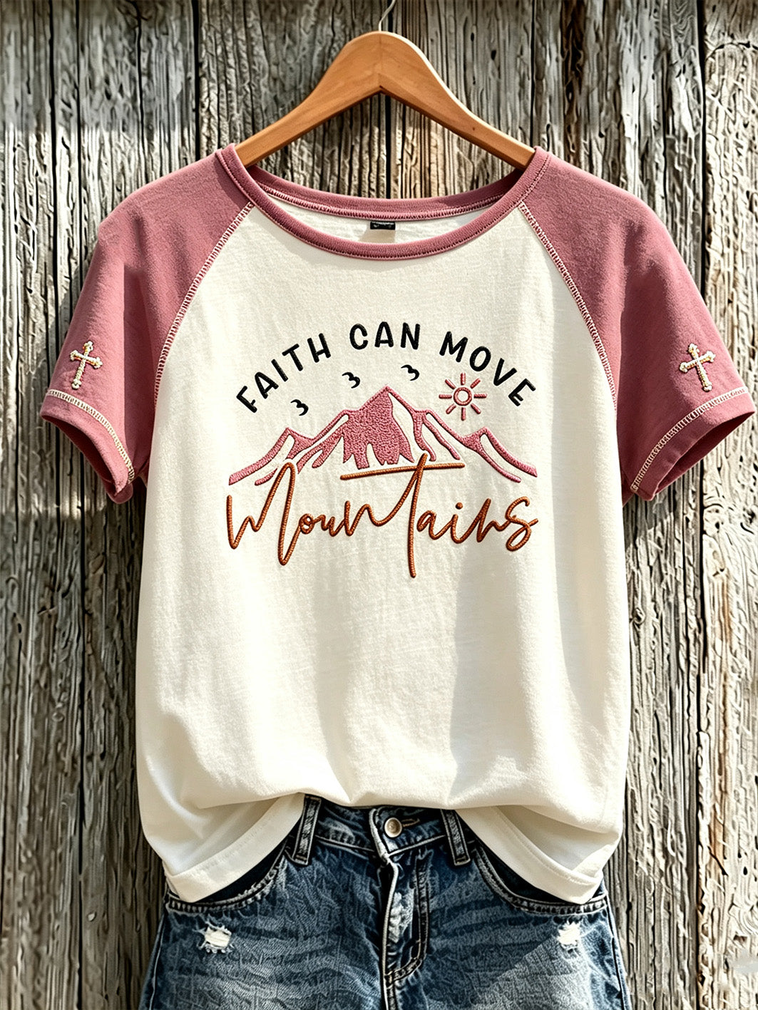 Faith Can Move Mountains T-Shirt Christian Faith Mountains Cross Merch Ministry Leader Gift