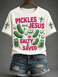 Pickles And Jesus Are Salty And Saved T-Shirt Christian Faith Religious Merch Gifts For Fans
