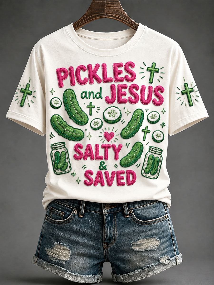 Pickles And Jesus Are Salty And Saved T-Shirt Christian Faith Religious Merch Gifts For Fans