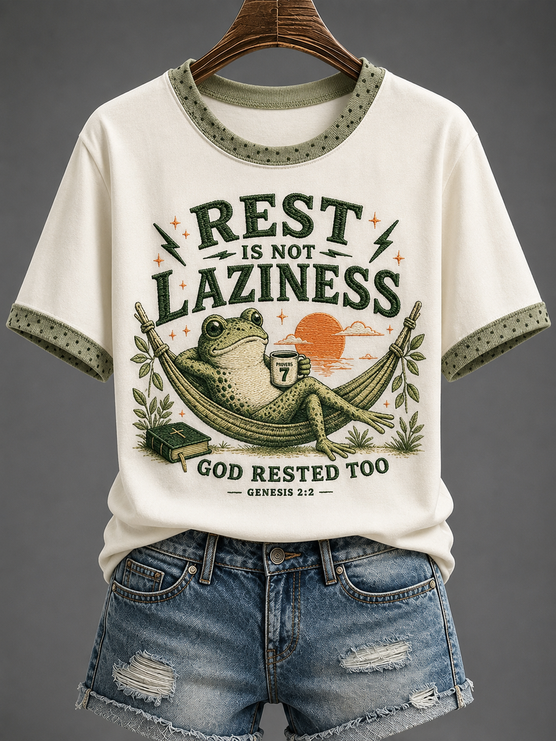 Rest Is Not Laziness God Rested Too Genesis 2 2 T-Shirt Christian Bible Faith Apparel