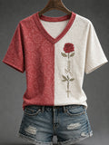 Jesus V-Neck Shirt Christian Rose Cross Apparel Christian Gift Friend