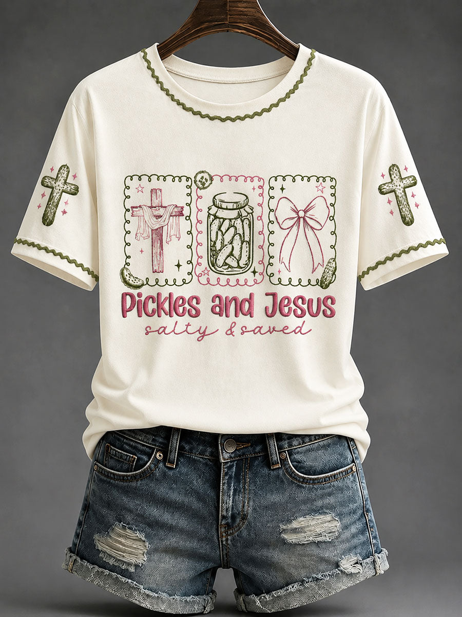 Pickles And Jesus Salty Saved T-Shirt Christian Christian Cross Jesus Clothes Godly Her Gift