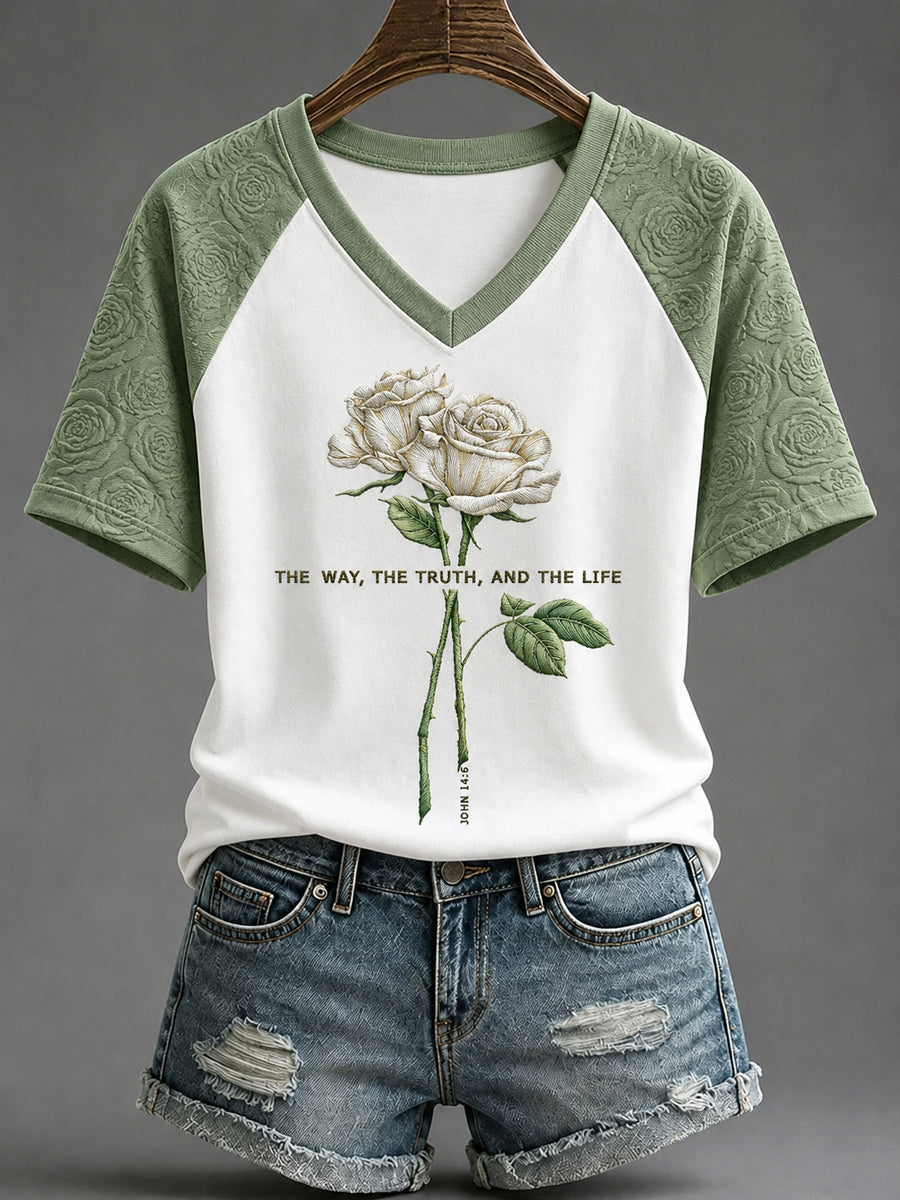 The Way The Truth And The Life V-Neck Shirt Christian Rose Apparel Seminary Student Gift