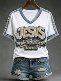 Jesus The Way The Truth The Life John 14 6 V-Neck Shirt Religious Faith Scripture Apparel