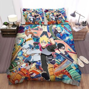 Boruto Naruto Next Generations Movie Buildings Behind Photo Bed Sheets Spread Comforter Duvet Cover Bedding Set.jpg
