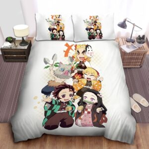 Demon Slayer Characters Funny Emotions Bed Sheets Spread Duvet Cover Bedding Set.jpg
