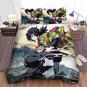 Demon Slayer Giyu Tomioka Breath Of Water Style Bed Sheets Spread Duvet Cover Bedding Set.jpg