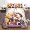 Demon Slayer Kawaii Painting Of Main Characters Bed Sheets Spread Duvet Cover Bedding Set.jpg