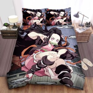 Demon Slayer Nezuko In Manga Art Bed Sheets Spread Duvet Cover Bedding Set.jpg