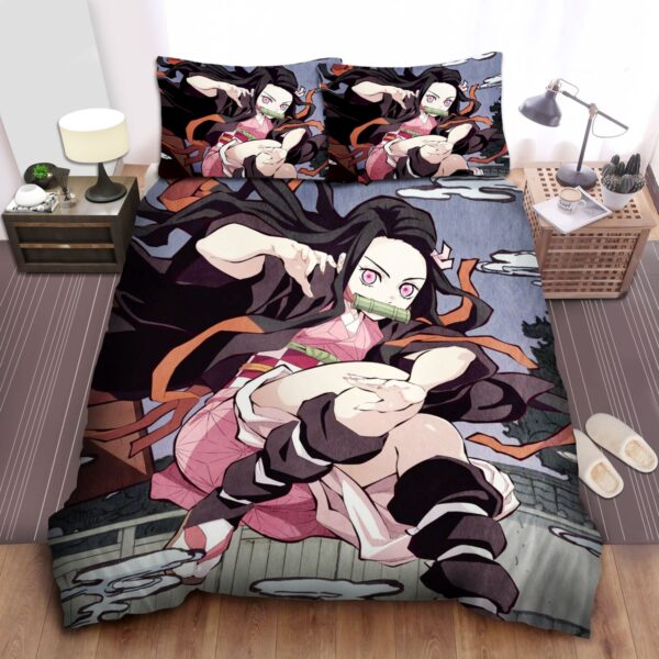 Demon Slayer Nezuko In Manga Art Bed Sheets Spread Duvet Cover Bedding Set.jpg