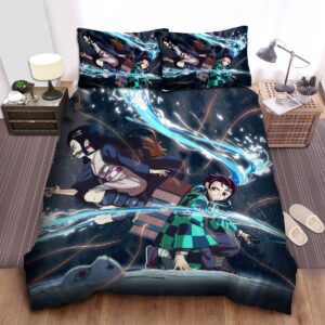 Demon Slayer Tanjiro And Nezuko Fighting Combination Artwork Bed Sheets Spread Duvet Cover Bedding Set.jpg