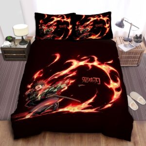 Demon Slayer Tanjiro Solar Heat Haze Artwork Bed Sheets Spread Duvet Cover Bedding Set.jpg