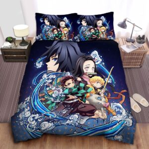 Demon Slayer Tanjiro Team And Giyu Tomioka Artwork Bed Sheets Spread Duvet Cover Bedding Set.jpg