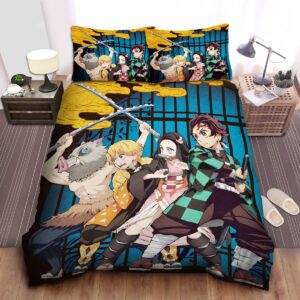 Demon Slayer Tanjiro Team Ready To Fight Bed Sheets Spread Duvet Cover Bedding Set.jpg