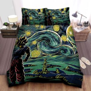 Dragon Ball Goku In Starry Night Art Style Bed Sheet Spread Duvet Cover Bedding Set.jpg