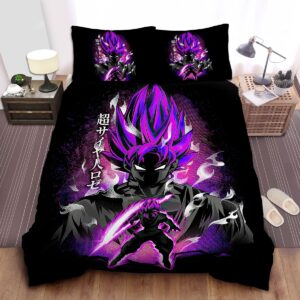Dragon Ball Goku In Super Saiyan Purple Art Bed Sheet Spread Duvet Cover Bedding Set.jpg