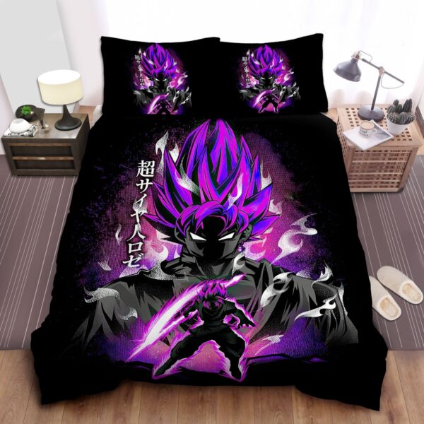Dragon Ball Goku In Super Saiyan Purple Art Bed Sheet Spread Duvet Cover Bedding Set.jpg