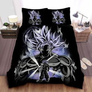 Dragon Ball Goku In Super Saiyan White Form Art Bed Sheet Spread Duvet Cover Bedding Set.jpg